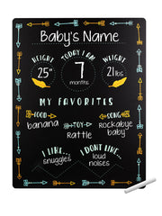 Tiny Idea's Arrows milestone chalkboard front view, ideal for monthly milestones