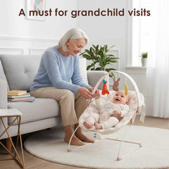 Tiny Marvels bouncer removable-seat-pad simplifies cleanup and maintenance in seconds.