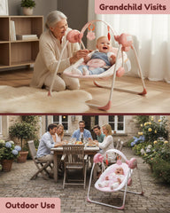 Tiny Marvels swing offers five speed settings for customized comfort.