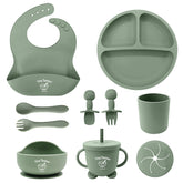 Tiny Tastes suction plate in use to reduce spills during feeding