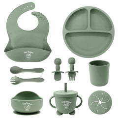 Tiny Tastes suction plate in use to reduce spills during feeding