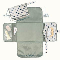 Tiny Twinkle changing pad’s wipeable surface enables fast cleanup during travel.