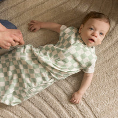 Cotton-elastane blend offers gentle stretch for growing babies.