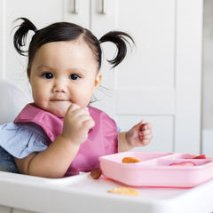 Tiny Twinkle divided suction plate in rose keeps foods separated for picky eaters