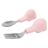 Tiny Twinkle Easy Grip Spoon with pink elephant design supports confident toddler eating