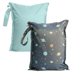 Tiny Twinkle Mess Proof Wet Bag 2-pack front view for compact storage.