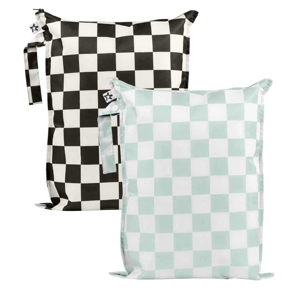 Tiny Twinkle mess-proof wet bag two-pack front view for travel and storage.