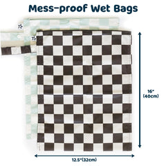Tiny Twinkle wet bag on stroller demonstrates diaper storage and portability.