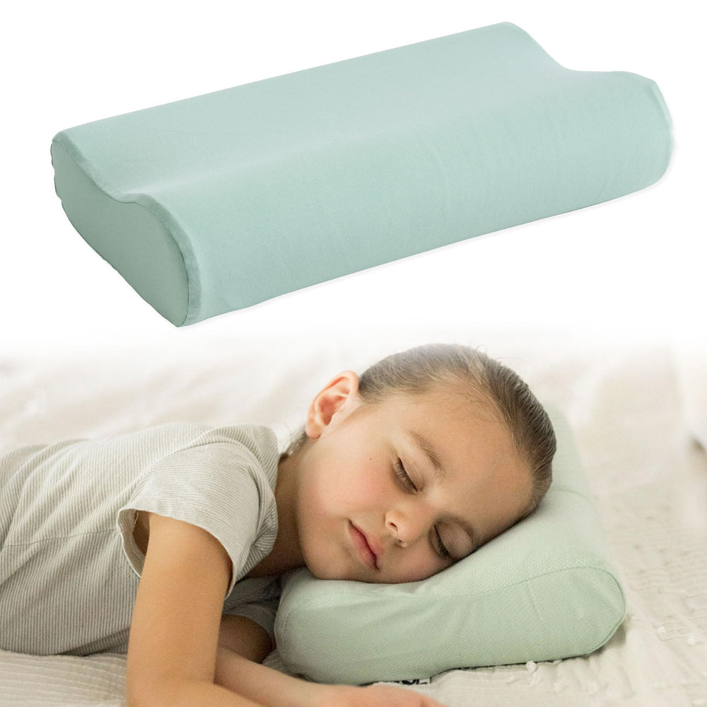 Tiny Twinkle toddler pillow with ergonomic shape supports tiny heads for restful naps