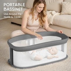 TinyGlow electric bassinet breathable mesh for airflow and baby visibility