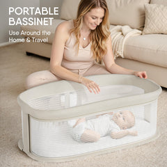 TinyGlow bassinet twelve soothing tunes plus phone connection for customized lullabies