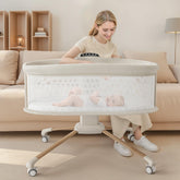 TinyGlow electric smart bassinet rocking feature shows gentle motion for baby sleep