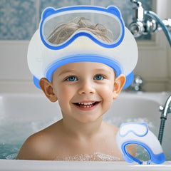 TinyGuardian baby shower cap shield blue protects eyes during bath time.