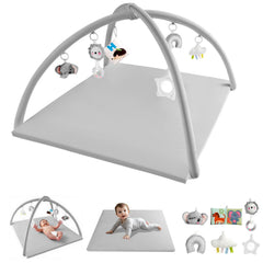 TINYHARBO foam-mat play gym cushions tummy time on any surface.