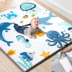 TinyHarbo premium foam baby play mat with removable cover for easy washing