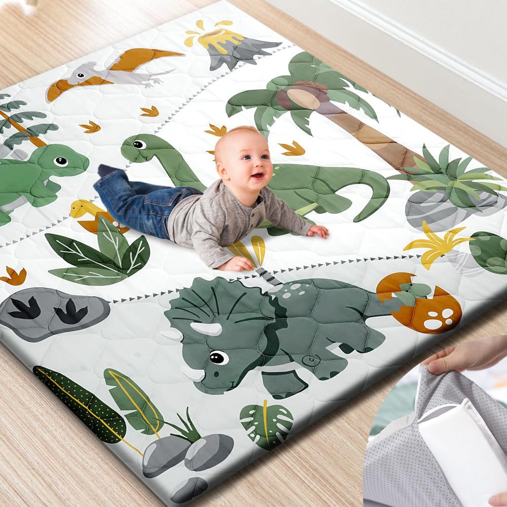 TinyHarbo premium foam play mat top view with ample crawling space
