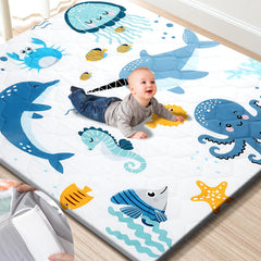 TINYHARBO premium foam baby play mat with removable cover for easy cleaning