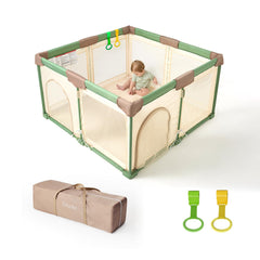 Tinyiota foldable playpen setup showing quick, safe indoor play area