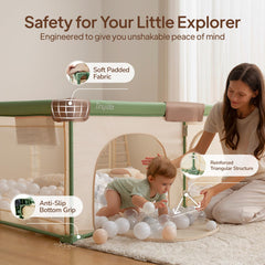 Tinyiota playpen breathable mesh sides for airflow and visibility