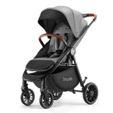 Tinyiota stroller gray aluminum frame for lightweight durability during daily outings.
