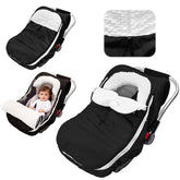 TinyPalsa winter carseat cover with plush lining keeps infants warm on cold car rides.