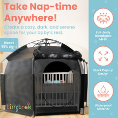 Tiny Trek travel bag keeps the crib tent compact and ready.