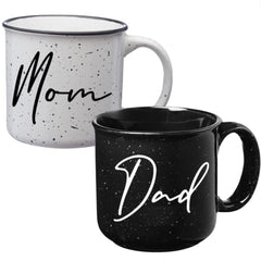 Tipit Mom Dad Campfire Mugs mockup for baby shower gift idea
