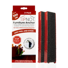 TipNot adhesive furniture anchor 2-pack secures heavy furniture for childproofing.