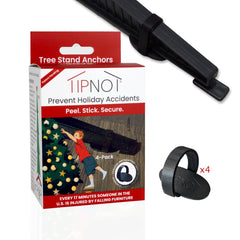 TipNot Tree Stand Anchor demonstrating no-drill installation for a safe holiday tree