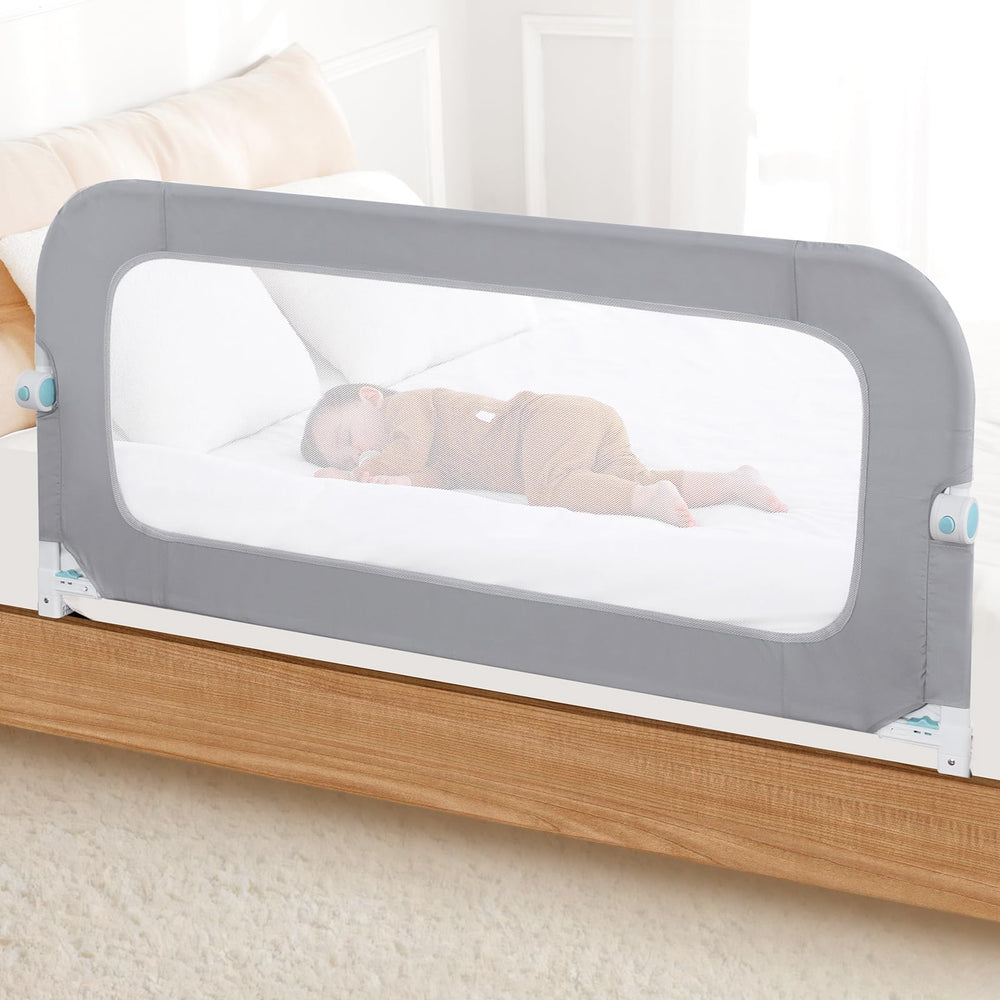 Tivellary 59-inch bed rail with adjustable height for different beds.