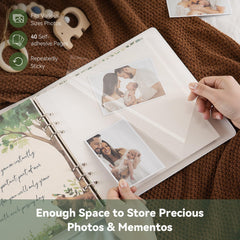 Tivellary baby memory book with 40 self-adhesive pages for easy photo placement