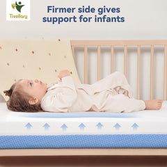 Tivellary memory foam infant side provides firm, stable support.