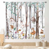 TKUYO woodland curtains for kids room two-panel set enhance privacy and decor.