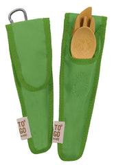 TO GO WARE Bamboo utensil carrier with clip, easy to attach to backpacks.