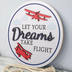 TOARTi rustic aircraft wall decor; creates warm, inviting atmosphere in toddler spaces.