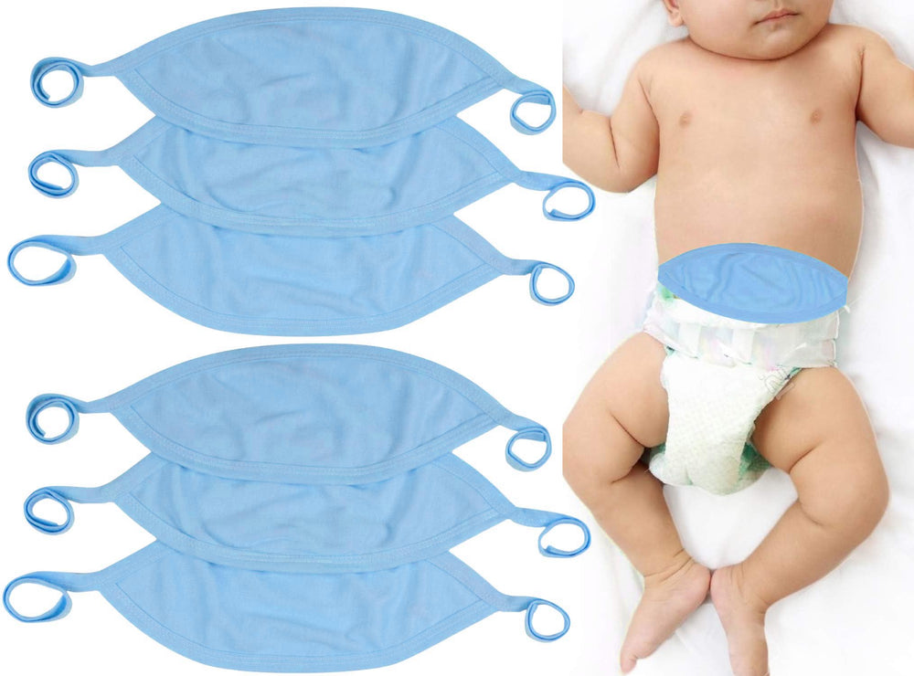ToBeInStyle blue belly binder front view showing gentle newborn tummy coverage