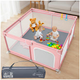 Todale Play Pen Pink with breathable mesh for safe indoor play.