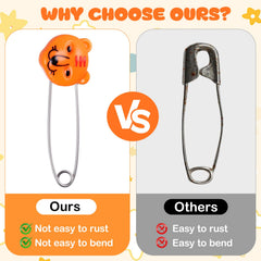 Toddmomy stainless steel construction for durable diaper pins.