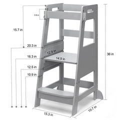 TOETOL Bamboo Toddler Step Stool non-slip mat protects feet and prevents slips