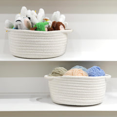 Togous cotton rope round storage basket for shelves and compact organization