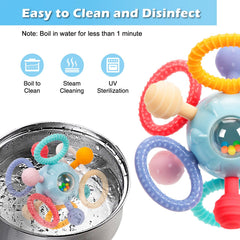 TOHIBEE Montessori teething toy bright colors and rattle sounds for engaging sensory play.