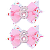 TOKUFAGU pink ice-cream birthday bow with clip for secure wear.