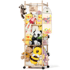 TOMSHUB stuffed animal storage zoo enclosure keeps plush toys organized and within reach.