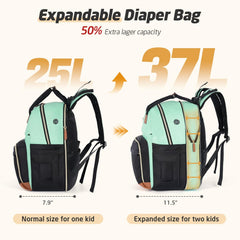 Tonyeee diaper bag backpack showing luggage strap for hands-free travel.