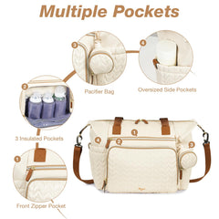 Tonyeee diaper bag tote with detachable shoulder strap for versatile carrying options