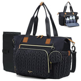 Tonyeee diaper bag tote with quilted nylon outer for stylish organization on the go