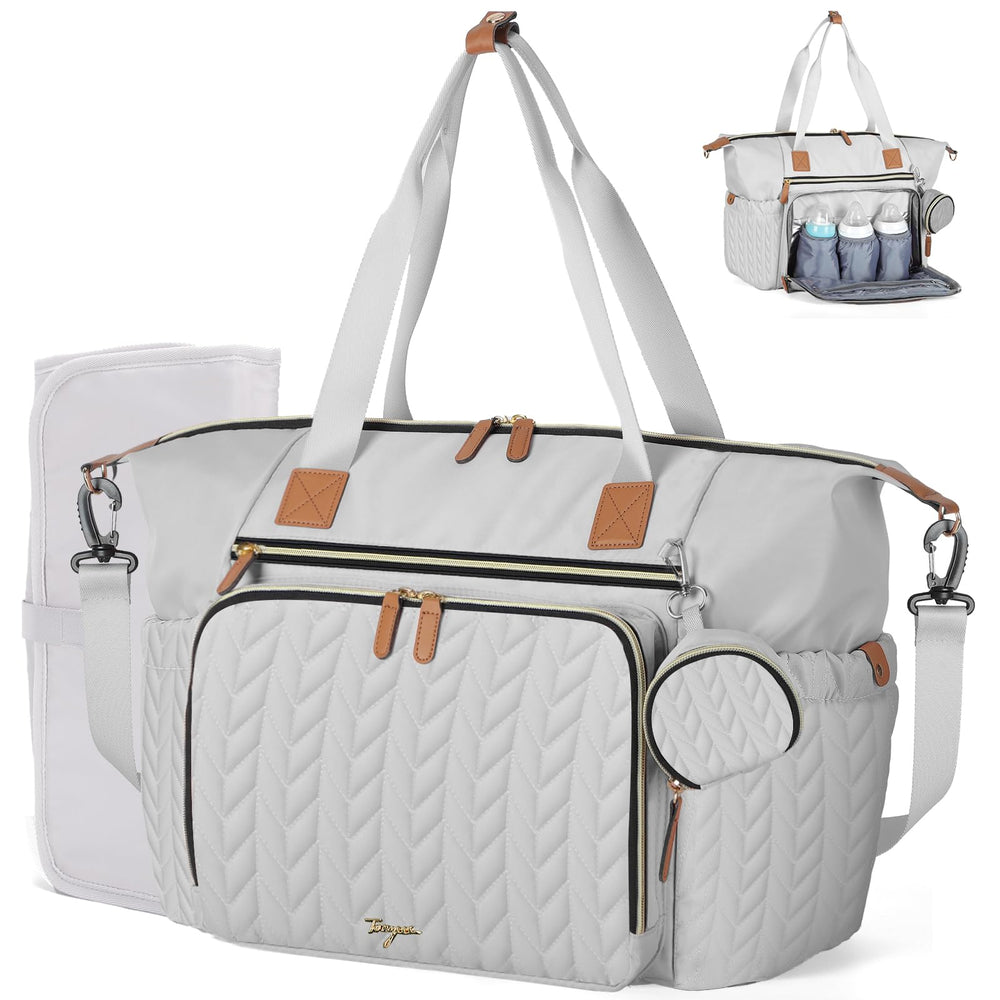 Tonyeee diaper bag tote with quilted nylon exterior for durable daily use.