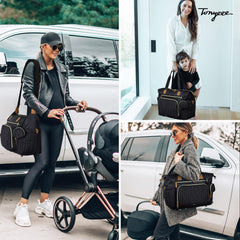 Tonyeee tote with studded feet keeps the bag clean on busy floors