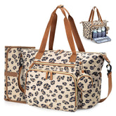 Tonyeee leopard diaper bag front view with spacious storage and chic design