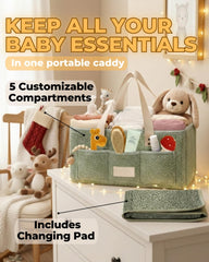 Toodly Baby Diaper Caddy Organizer teddy fleece texture adds cozy nursery touch.